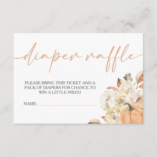 Een beetje Pompoen Herfst Baby shower Luier Raffle Informatiekaartje (Voorkant)