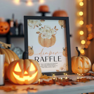 Een beetje Pompoen Herfst Baby shower Luier Raffle Reclamebord Met Voetstuk