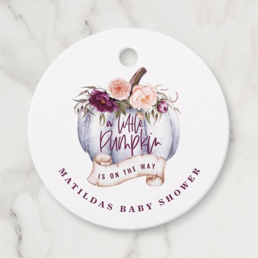 Een beetje pompoen herfst baby shower partij gunst bedankjes labels (Voorkant)