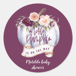 Een beetje pompoen herfst baby shower partij gunst ronde sticker