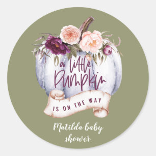 Een beetje pompoen herfst baby shower partij gunst ronde sticker
