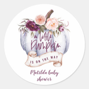 Een beetje pompoen herfst baby shower partij gunst ronde sticker