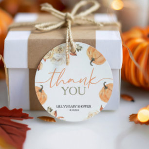 Een beetje pompoen Herfst Baby shower rond Bedankjes Labels