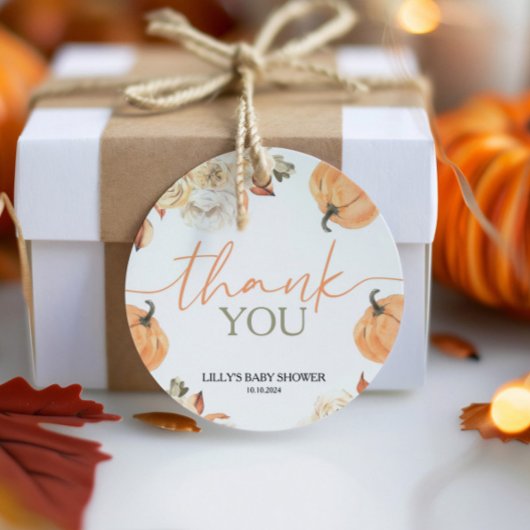Een beetje pompoen Herfst Baby shower rond Bedankjes Labels