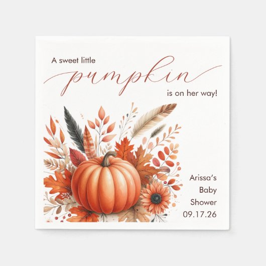 Een beetje pompoen herfst Baby shower Servet (Voorkant)