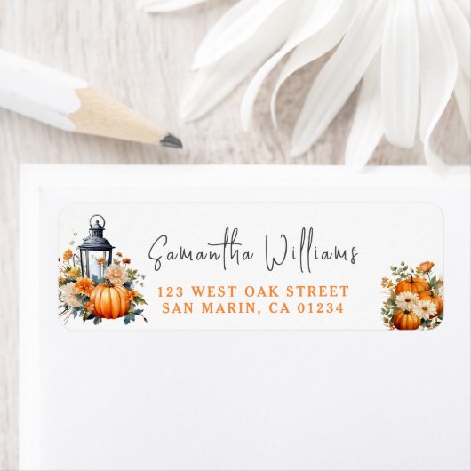 Een beetje pompoen Herfst Baby shower terug adres Etiket (Insitu)