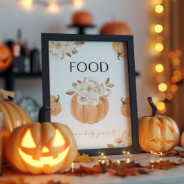 Een beetje pompoen Herfst Baby shower voedsel teke Reclamebord Met Voetstuk