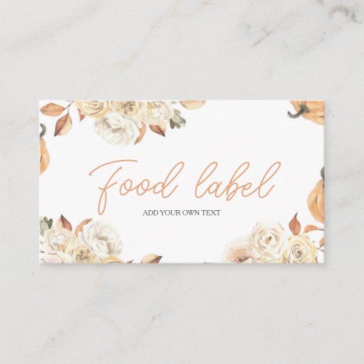 Een beetje pompoen Herfst Baby shower voedsellabel Informatiekaartje (Voorkant)