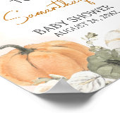 Een beetje pompoen Herfst Baby shower welkom Poster (Hoek)