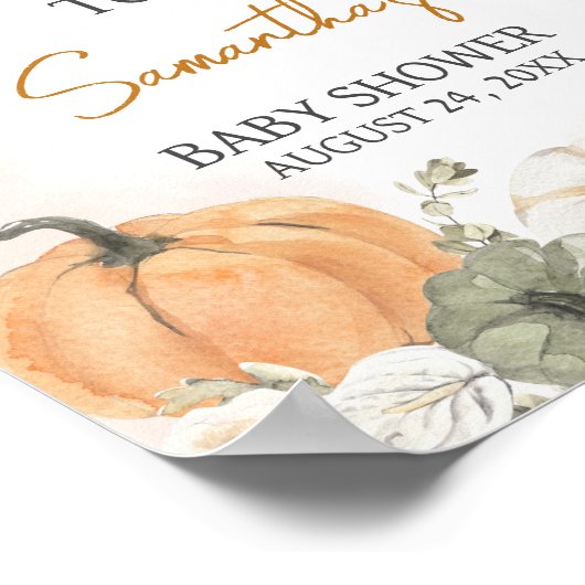 Een beetje pompoen Herfst Baby shower welkom Poster (Hoek)