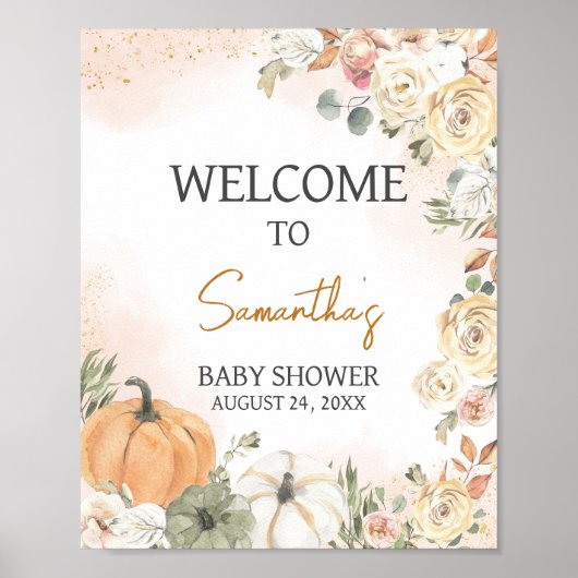 Een beetje pompoen Herfst Baby shower welkom Poster (Voorkant)