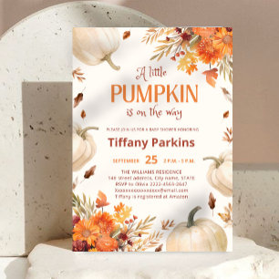 Een beetje pompoen Herfst bloem Baby shower Invita Kaart