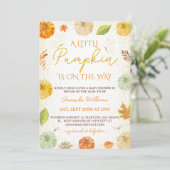 Een beetje pompoen Herfst Bloemen Baby shower Meis Kaart (Staand voorkant)