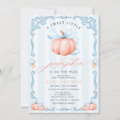 Een beetje pompoen Herfst Blue Bow Baby shower Kaart (Voorkant)