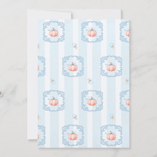 Een beetje pompoen Herfst Blue Bow Baby shower Kaart (Achterkant)