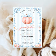 Een beetje pompoen Herfst Blue Bow Baby shower