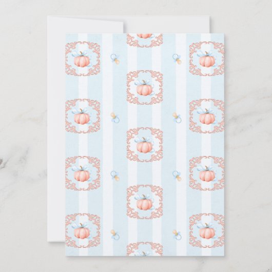 Een beetje pompoen Herfst Blue Bow Boy Baby shower Kaart (Achterkant)