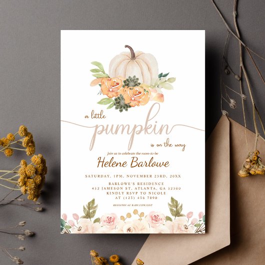 Een beetje pompoen Herfst Boho Baby shower Kaart