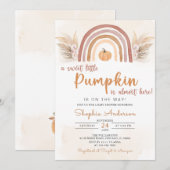 Een beetje pompoen Herfst Boho regenboog Baby show Kaart (Voorkant / Achterkant)