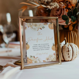 Een beetje pompoen Herfst de fopspeen jager spel Reclamebord Met Voetstuk