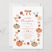 Een beetje pompoen Herfst Floral Bow Baby shower Kaart (Voorkant)