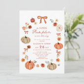 Een beetje pompoen Herfst Floral Bow Baby shower Kaart (Staand voorkant)