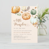 Een beetje pompoen Herfst gebladerte Baby shower Kaart (Staand voorkant)