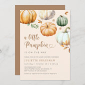 Een beetje pompoen Herfst gebladerte Baby shower Kaart (Voorkant / Achterkant)