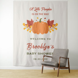 Een beetje pompoen herfst Herfst Baby shower achte Wandkleed