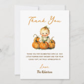 Een beetje pompoen Herfst herfst Baby shower Bedankkaart (Voorkant)