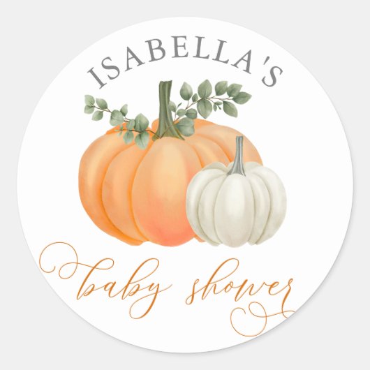 Een beetje pompoen Herfst herfst Baby shower Ronde Sticker (Voorkant)
