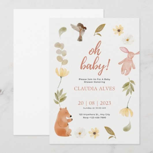 Een beetje pompoen herfst Herfst bloemig baby show Kaart (Voorkant / Achterkant)