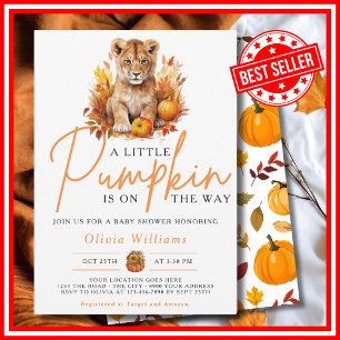 Een beetje pompoen Herfst Herfst LION CUB Baby sho Kaart