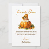 Een beetje pompoen Herfst herfst meisje Baby showe Bedankkaart (Voorkant)