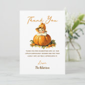 Een beetje pompoen Herfst herfst meisje Baby showe Bedankkaart (Staand voorkant)