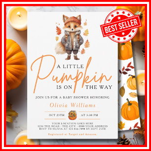 Een beetje pompoen Herfst Herfst RED FOX Baby show Kaart