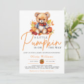 Een beetje pompoen Herfst Herfst SCHATTIGE BEER Ba Kaart (Staand voorkant)