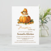 Een beetje pompoen Herfst herfst Schattige meisje  Kaart (Staand voorkant)