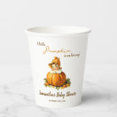 Een beetje pompoen Herfst herfst Schattige meisje  Papieren Bekers (Voorkant)