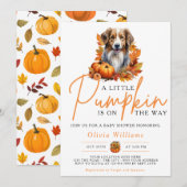 Een beetje pompoen Herfst herfsthond Baby shower Kaart (Voorkant / Achterkant)