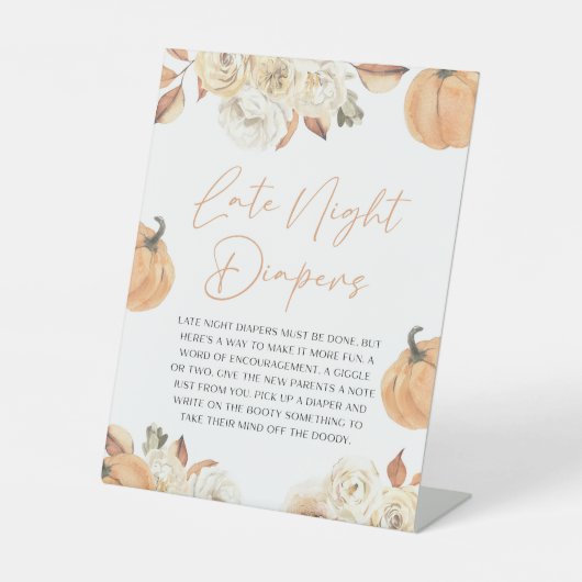 Een beetje pompoen Herfst late nacht luiers spel Reclamebord Met Voetstuk (Voorkant)