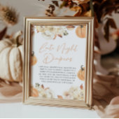 Een beetje pompoen Herfst late nacht luiers spel Reclamebord Met Voetstuk