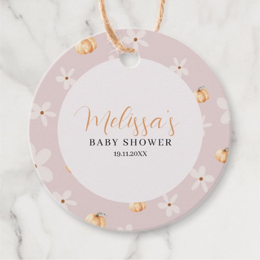 Een beetje pompoen Herfst Pompoen & Daisy Baby sho Bedankjes Labels (Voorkant)