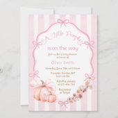 Een beetje pompoen Herfst roze Baby shower uitnodi Kaart (Voorkant)