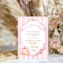 Een beetje pompoen Herfst roze Baby shower uitnodi