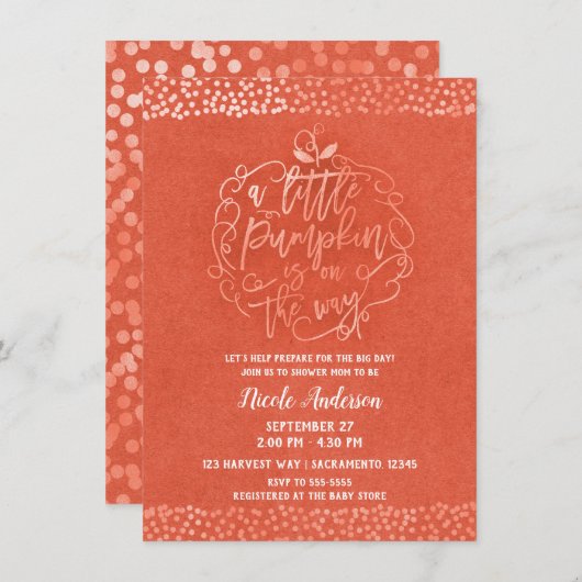 Een beetje pompoen Herfst rustieke Sinaasappel Bab Kaart (Voorkant / Achterkant)