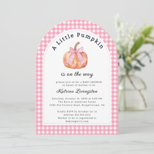 Een beetje pompoen is bijna hier Baby shower Kaart (Staand voorkant)