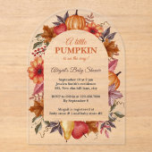 Een beetje pompoen is onderweg Baby shower Acryl Uitnodigingen (Voorkant)