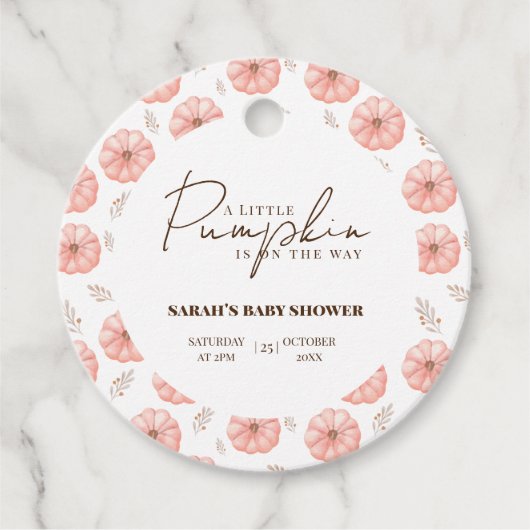 Een beetje pompoen is onderweg Baby shower Bedankjes Labels (Voorkant)