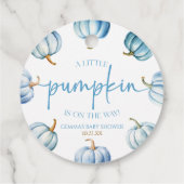 Een beetje pompoen is onderweg. Baby Shower Bedankjes Labels (Achterkant)